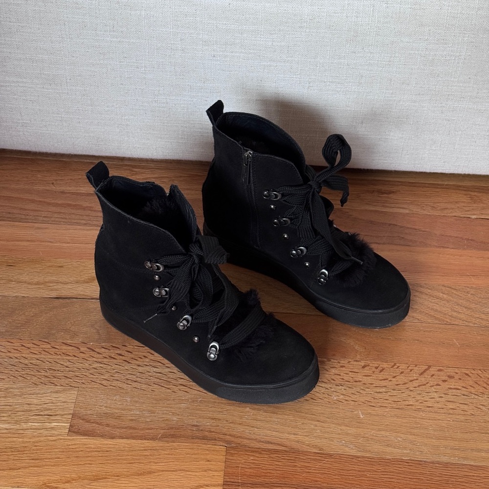 J/Slides NYC leather and faux fur‎ boots Size 8.5 M